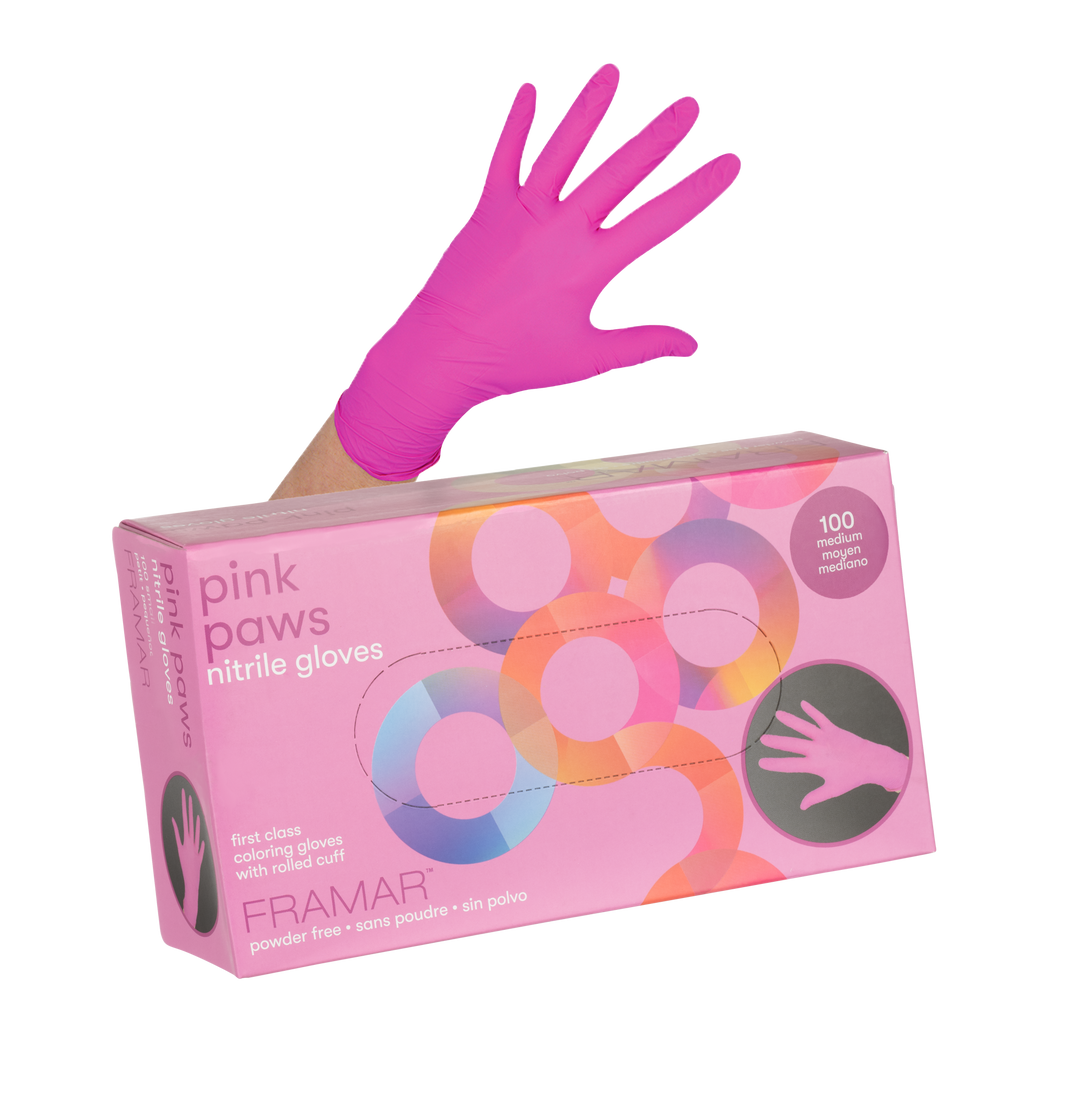 pink latex gloves