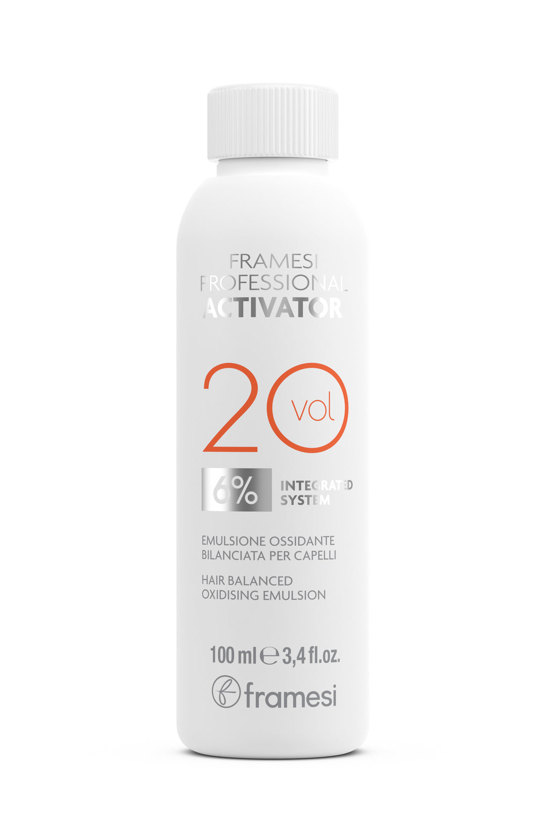 Framesi Professional Activator 20 vol hair product bottle on a white background