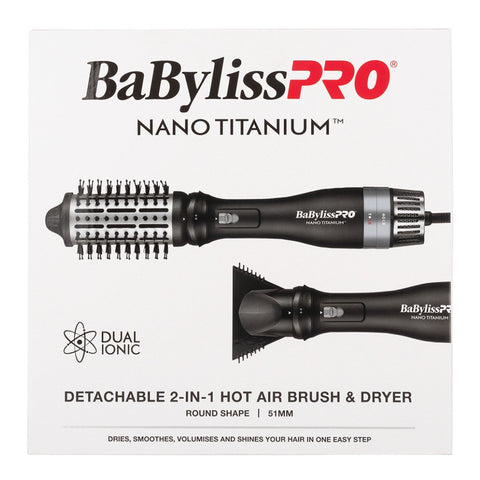 BaByliss Pro Nano Titanium Detachable 2 In 1 Hot Air Brush and Dryer