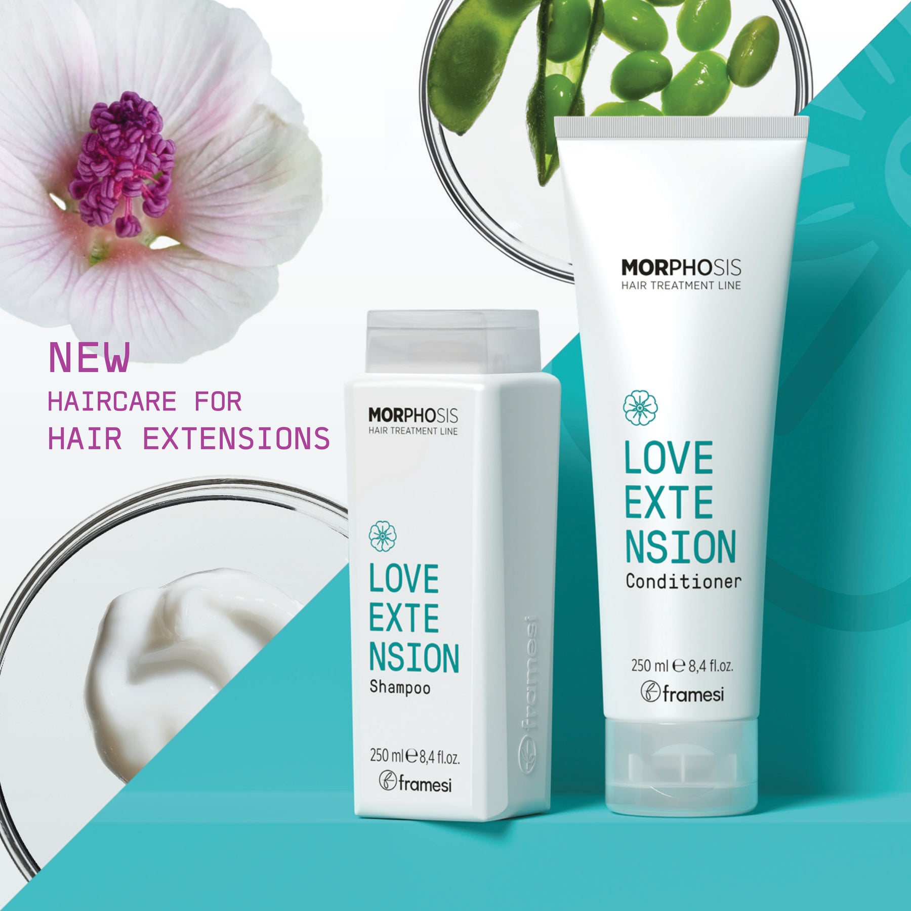 Framesi Morphosis haircare for hair extensions. 