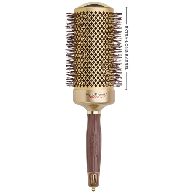 The Olivia Garden Speed XL round brushes with extra-long brush body pick up larger sections of hair and thus dry the hair 25% faster.