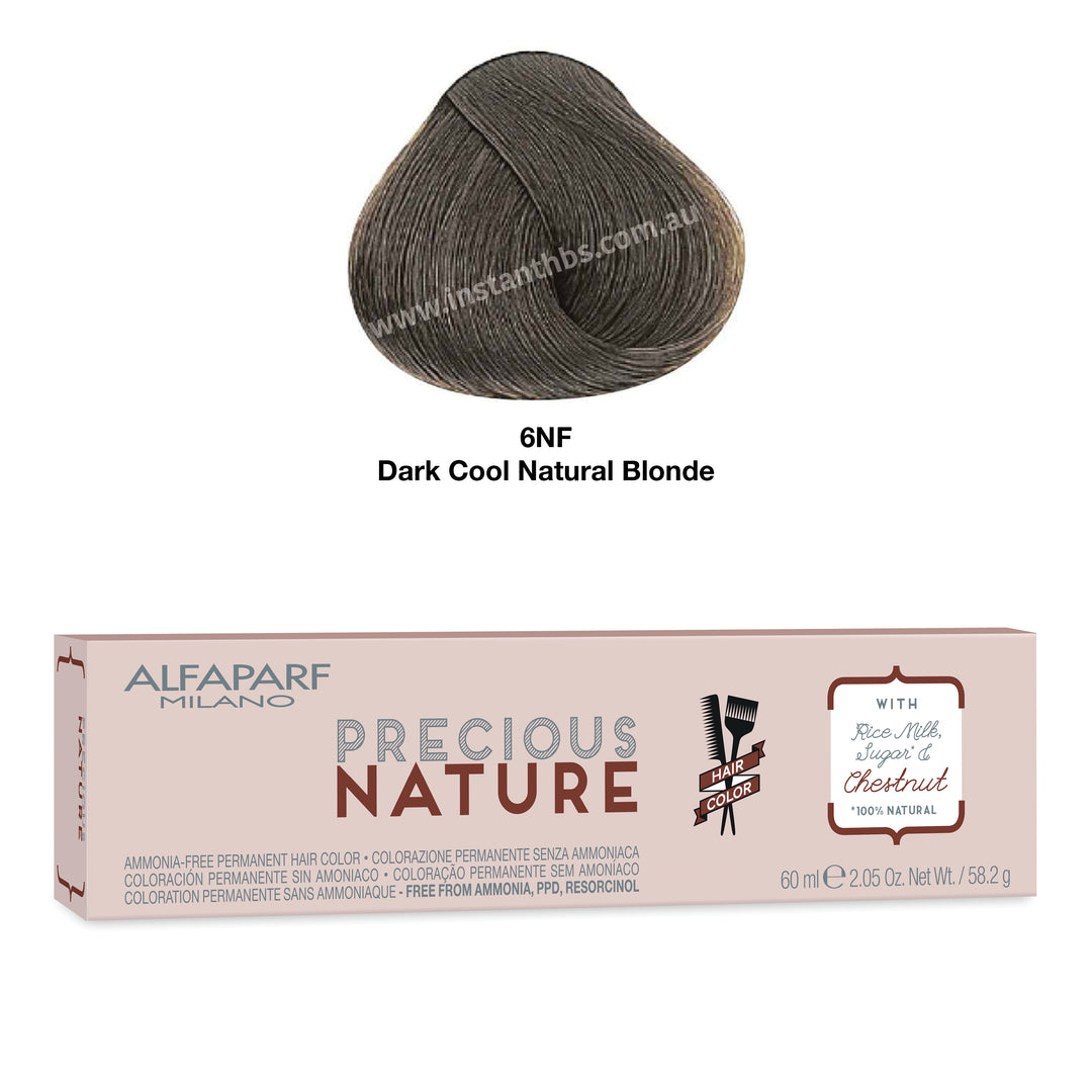 Alfaparf Milano Precious Nature Naturfarben 6 Dunkelblond – 60ml Mit Reismilch & Zucker, Ohne Ammoniak