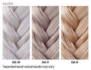 Three braided hair samples labeled LVL 10, LVL 9, and LVL 8 with a silver label above them.