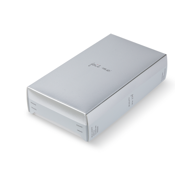 Silver box with 'for me' text on a white background
