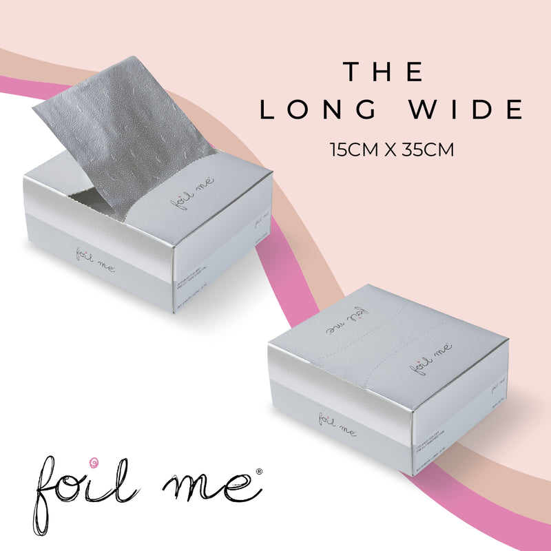 Foil Me packaging with a silver foil sheet on a pink background