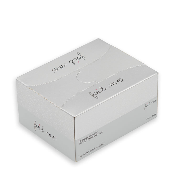 White box with ' foil me' branding on a white background