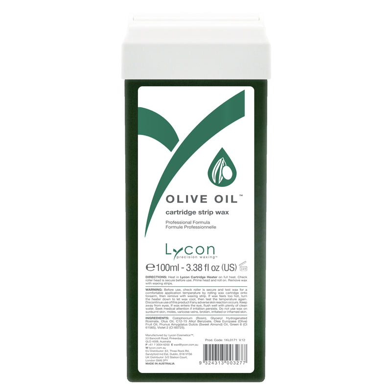 Lycon Olive Oil cartridge strip wax packaging on a white background