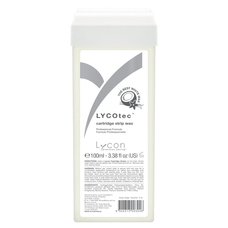 LYCOTec cartridge strip wax container on a white background