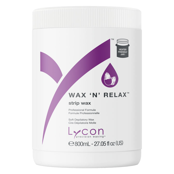 Lyon Wax 'N' Relax strip wax container on a white background