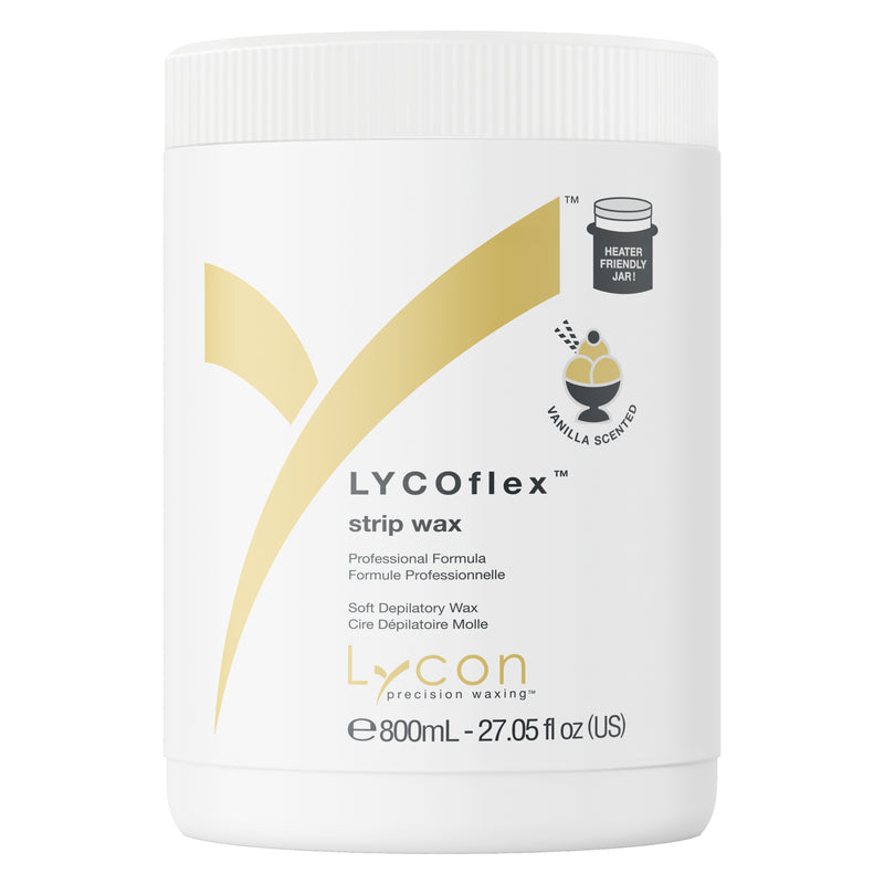 LYCOflex strip wax container with gold design on a white background