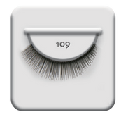 Ardell 109 is a plush yet versatile black strip lash features light volume and a short length with a rounded silhouette that makes it perfect for daytime wear.