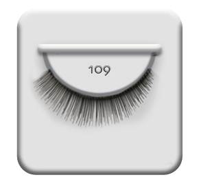 ardell 109 black strip lash light volume and a short length with a rounded silhouette 6 pack.
