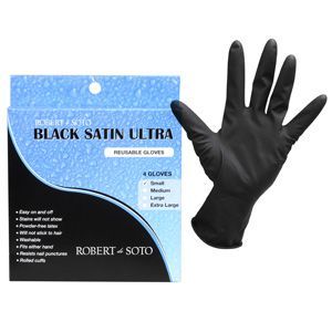 Robert De Soto: Black Satin Ultra Reusable Gloves Small 4pk