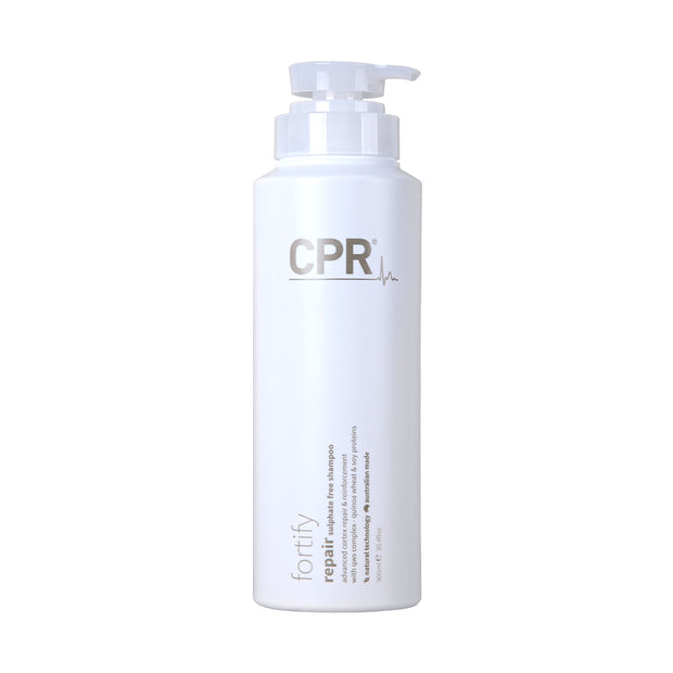 CPR fortify repair sulfate free shampoo for advance cortex repair & reinforcement. 900ml white and gold pump bottle.