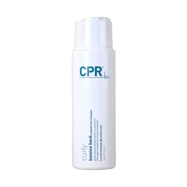 CPR Bounce Back Sulphate free shampoo Hydrate, define and embrace your curls. Gentle hydrating cleanser to eliminate frizz, add shine and define your curls. 300mL pop up flat lid bottle.