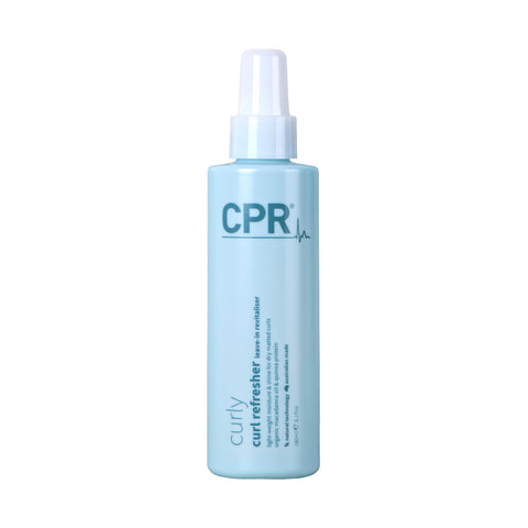 CPR Curl Refresher is a Leave-in revitaliser Hydrating leave-in refresher spray that revitalises curls days later. Enriched with Organic Australian Macadamia Oil & South American Quinoa Protein to nourish & soften curls. 110mL spray bottle.