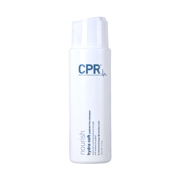 CPR nourish hydra-soft moisturising Shampoo hydrates, softens, detangles & adds shine. Australian made 300mL pop up flat lid bottle.