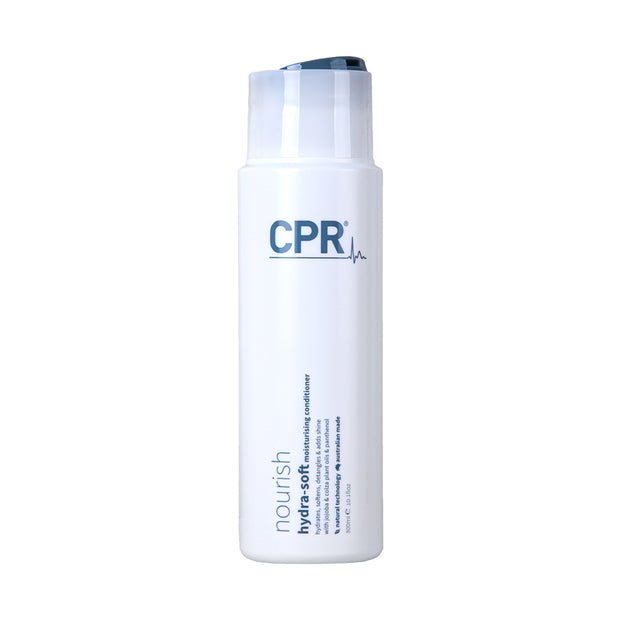 CPR nourish hydra-soft moisturising conditioner hydrates, softens, detangles & adds shine. Australian made, 300mL pop up flat lid bottle.