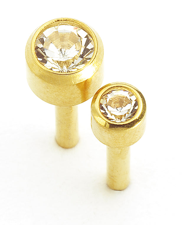 Stud Earrings Gold Birthstone April (Crystal)