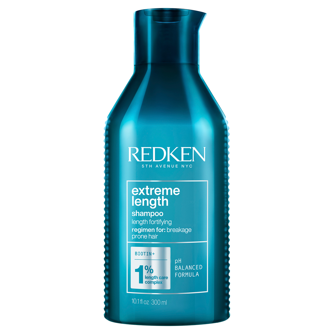 Redken's Extreme Length Shampoo features Biotin to strengthen damaged hair and help hair grow longer.