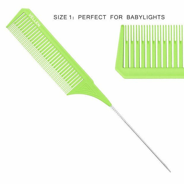 VELLEN HAIR - PREMIUM TAIL COMB SET - GREEN/YELLOW/ORANGE