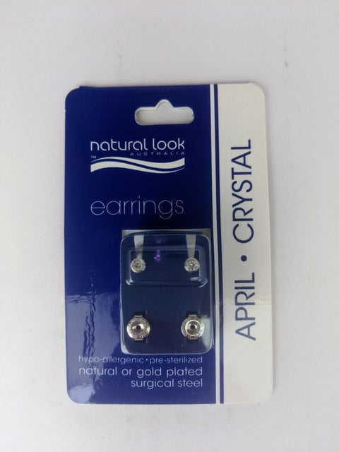 Stud Earrings Silver Birthstone April