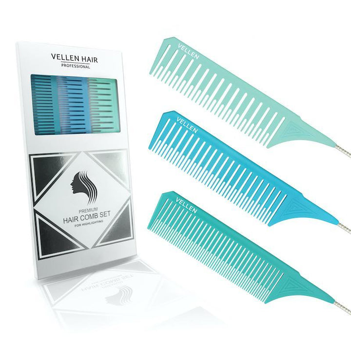 Vellen Hair Highlighting Comb Set Green/Blue/Mint