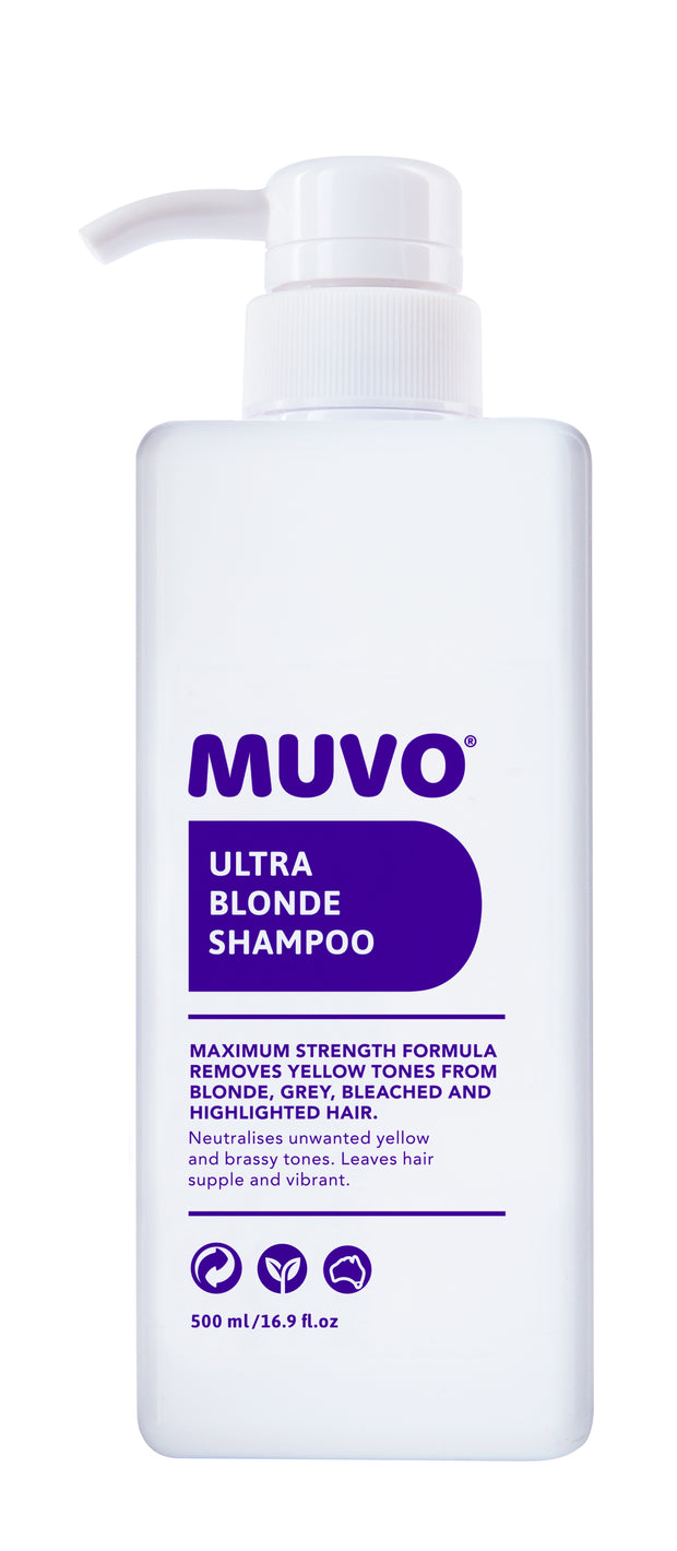 strong purple shampoo to remove yellow tones from blonde, bleached, grey or highlighted hair