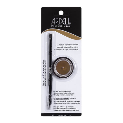 ardell medium brown brow pomade includes double ended angle and spoolie brush
